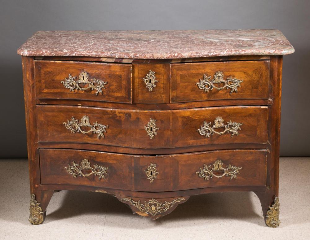 LOUIS XV PERIOD MARBLE-TOP COMMODE,