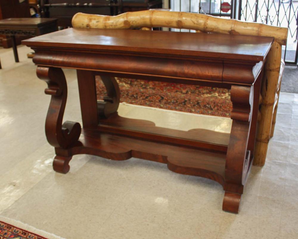 EMPIRE REVIVAL MAHOGANY CONSOLE TABLE,