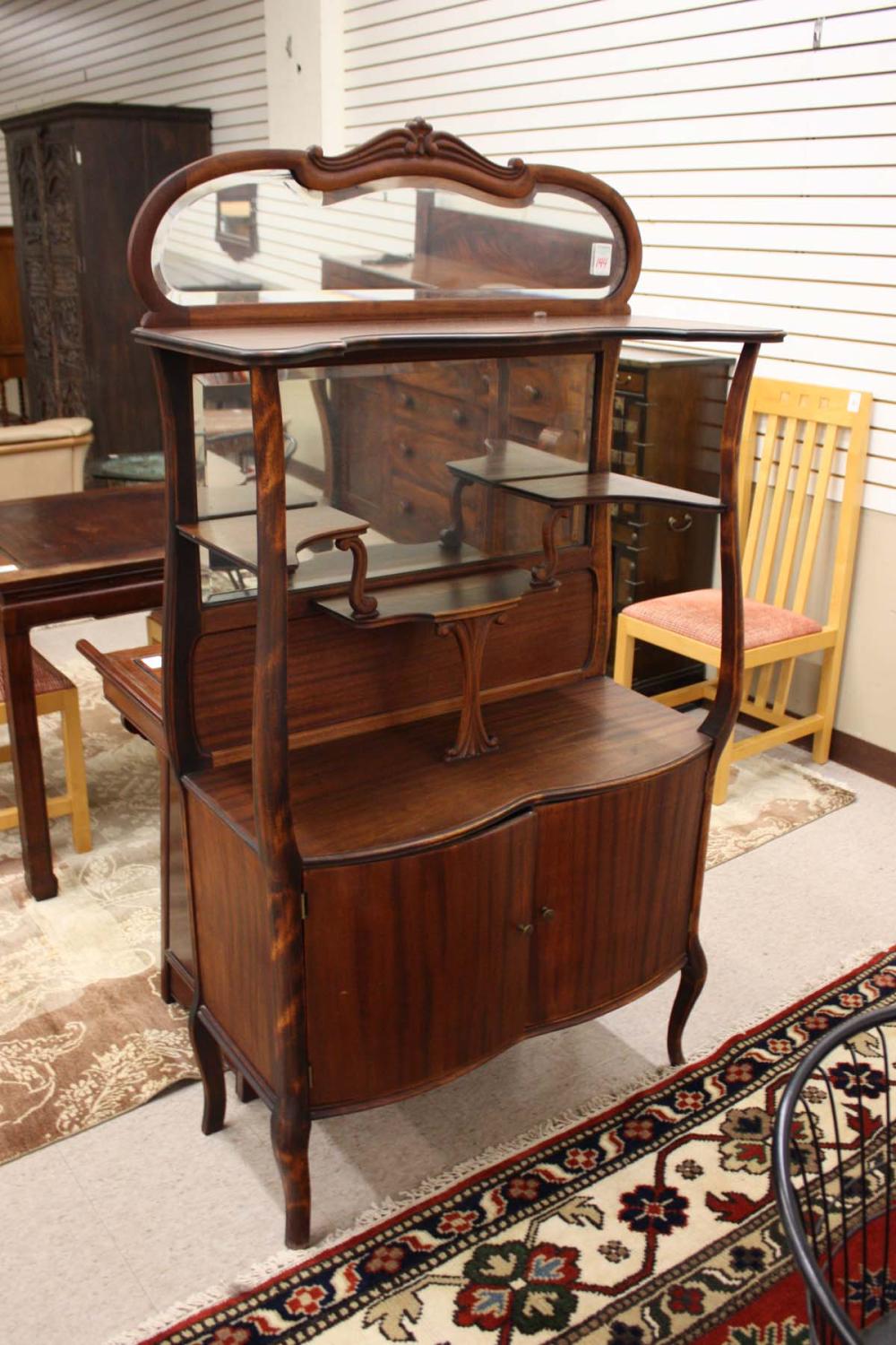 LATE VICTORIAN MAHOGANY ETAGERE,