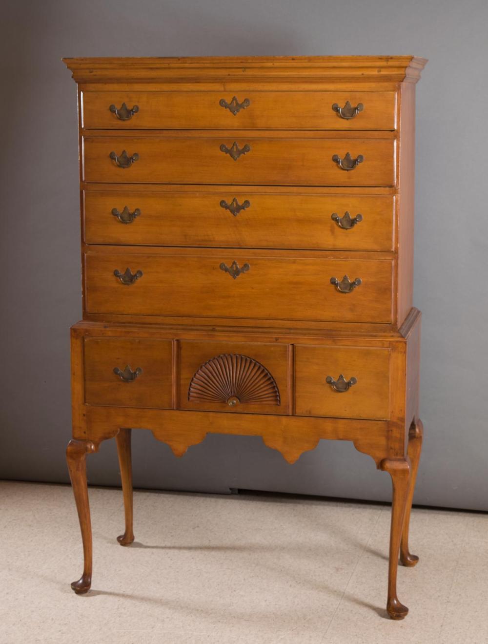 QUEEN ANNE MAPLE CHEST ON STAND  33eb69