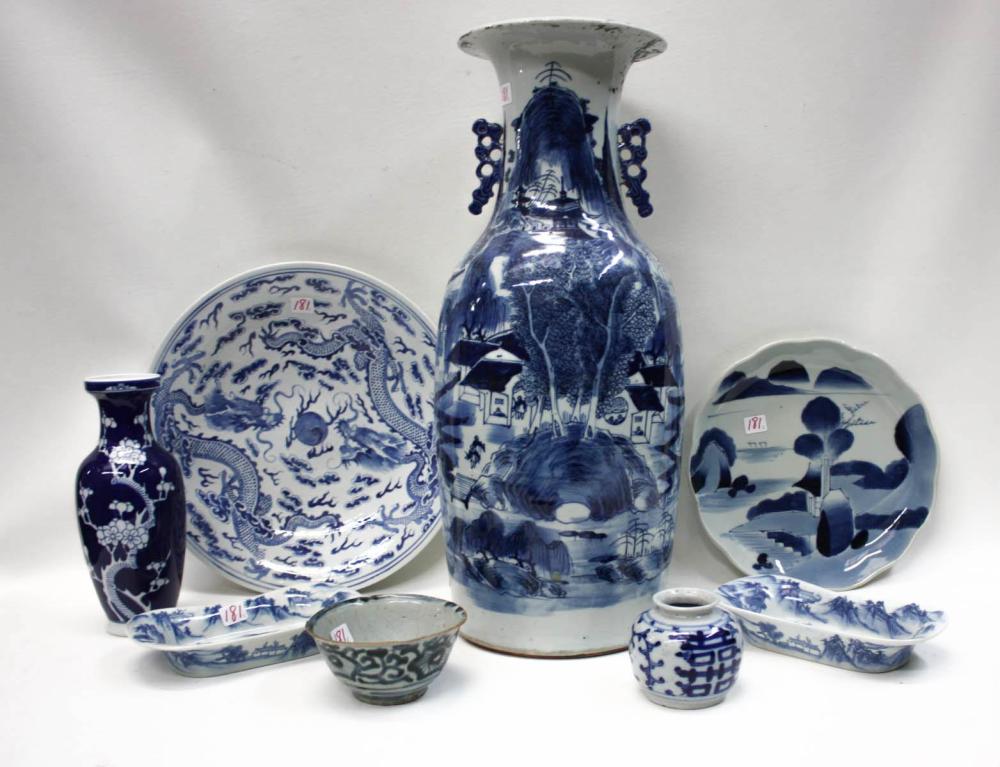 EIGHT ASIAN BLUE AND WHITE PORCELAIN