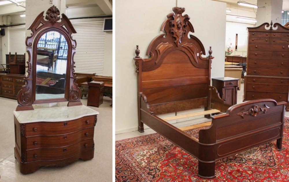 TWO-PIECE VICTORIAN WALNUT BEDROOM