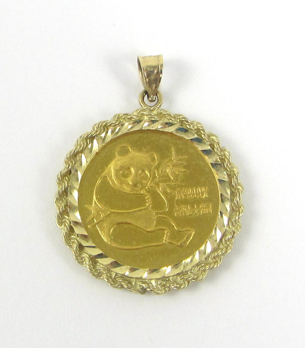 CHINESE PANDA GOLD COIN PENDANT, FEATURING