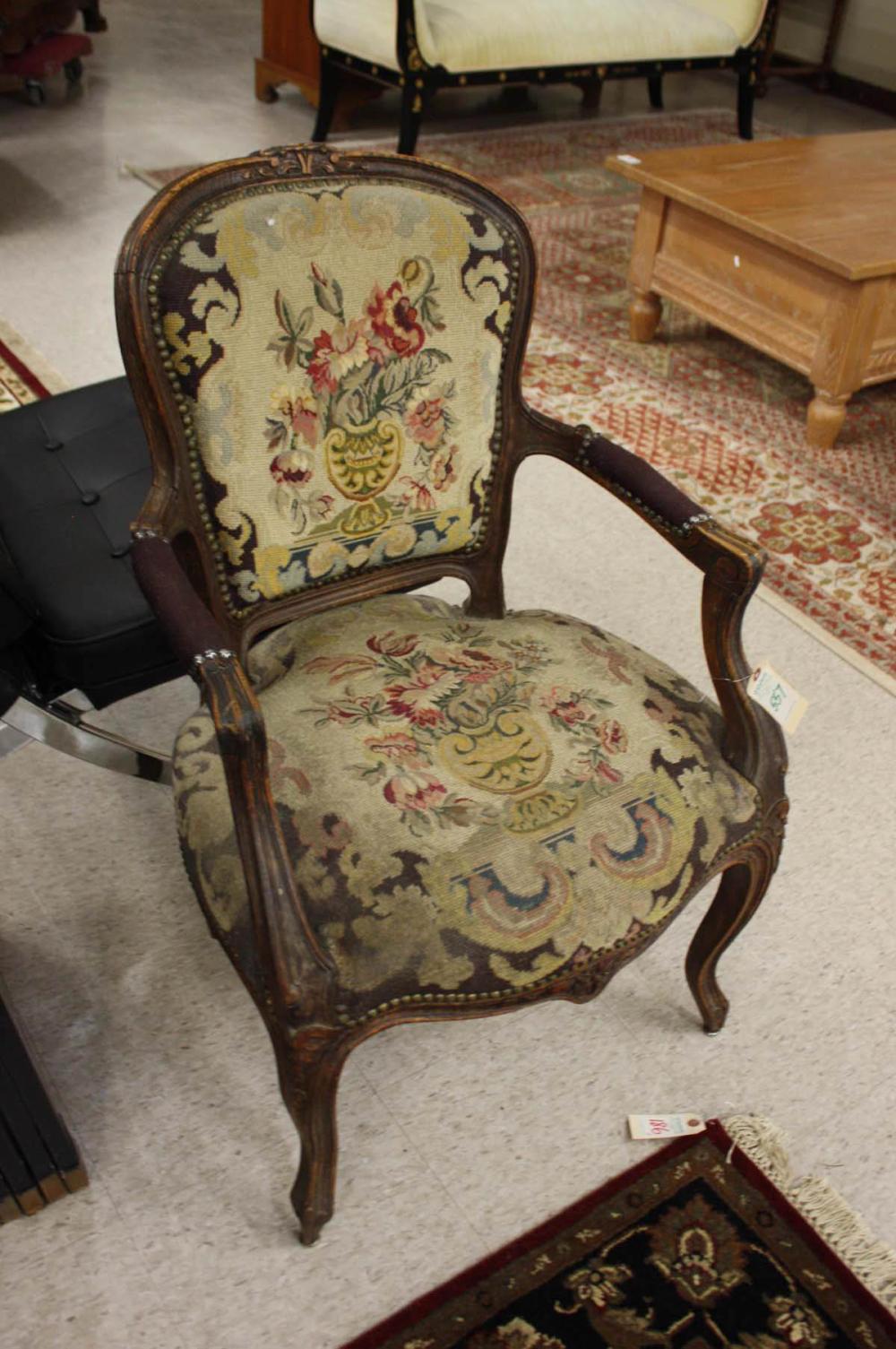 LOUIS XV STYLE NEEDLEPOINT FAUTEUIL  33eba6