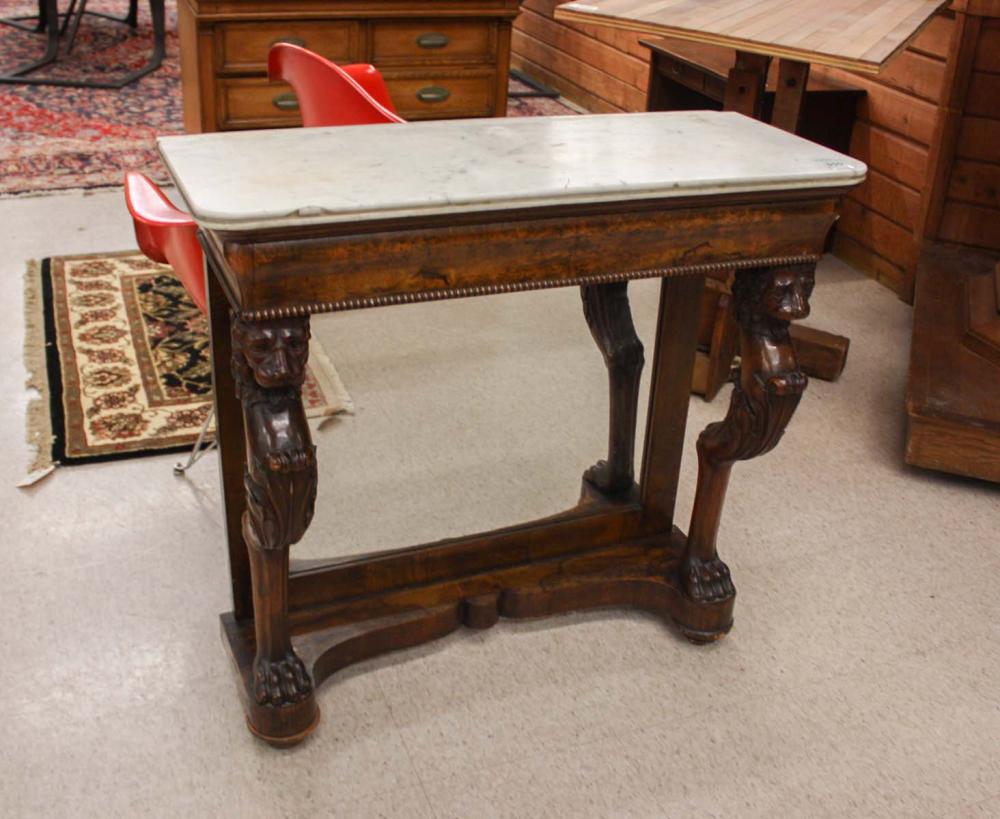 VICTORIAN MARBLE TOP WALNUT CONSOLE 33ebb9