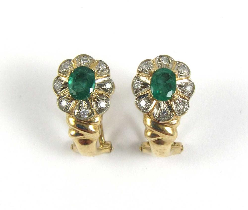 PAIR OF EMERALD AND FOURTEEN KARAT 33ec05