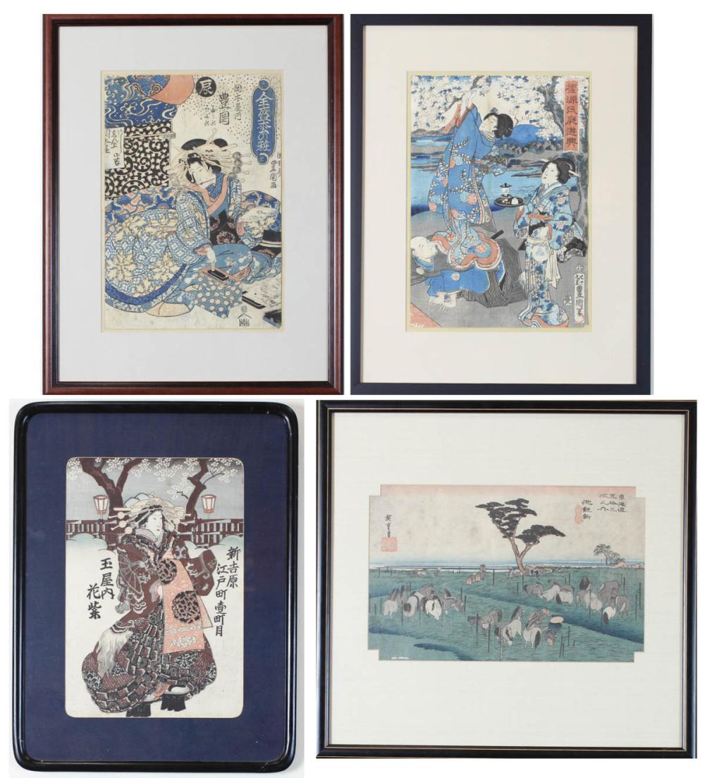FOUR JAPANESE WOODCUTS: THREE FEATURING