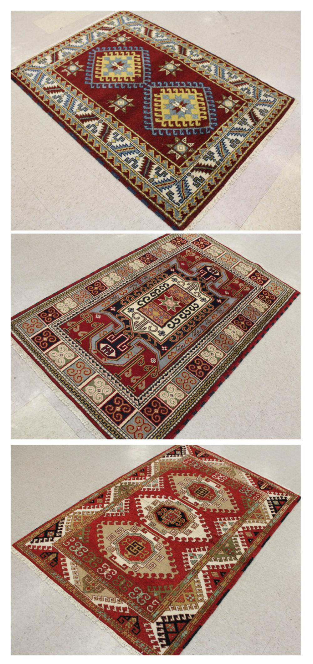 THREE HAND KNOTTED ORIENTAL AREA