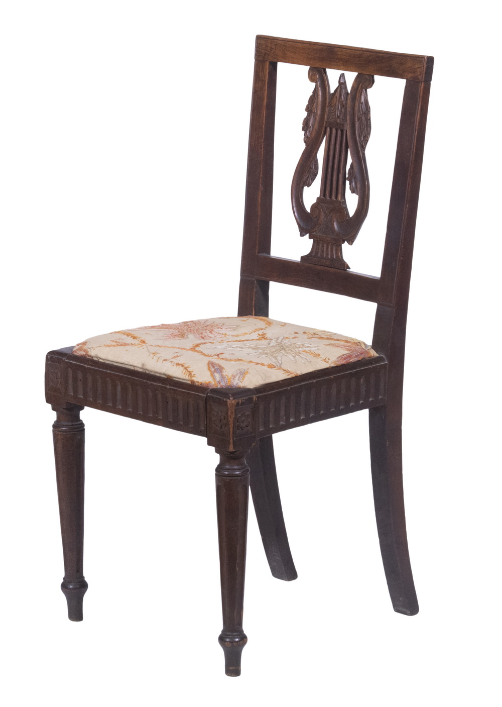 WALNUT LYRE BACK CHAIR Continental Neoclassical