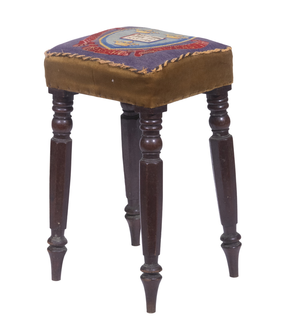 EARLY STOOL WITH NEEDLEPOINT COVER