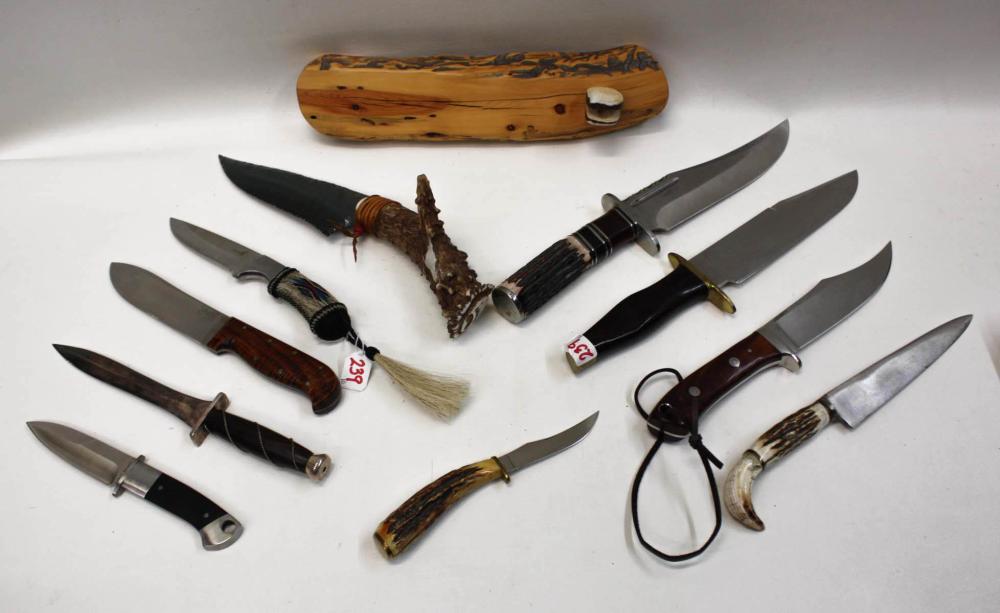 COLLECTION OF TEN FIXED BLADE KNIVES 33ed83