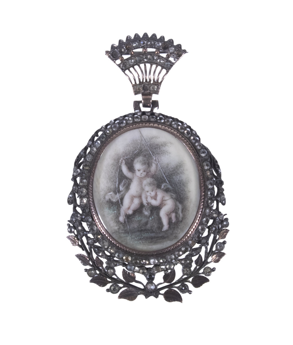 VICTORIAN LOCKET BROOCH WITH CHERUBS 33eda6