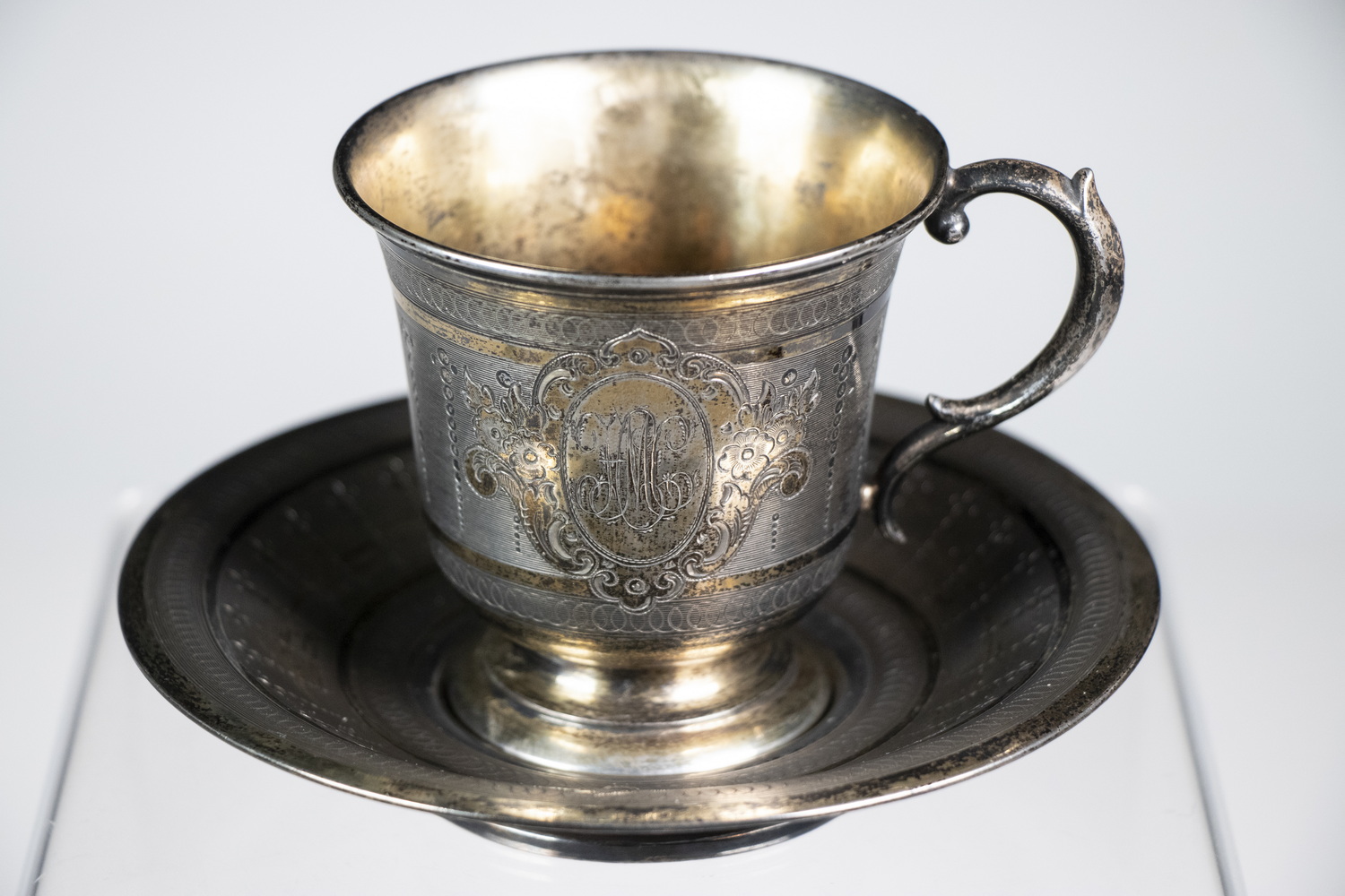 GERMAN SILVER CUP & SAUCER SET