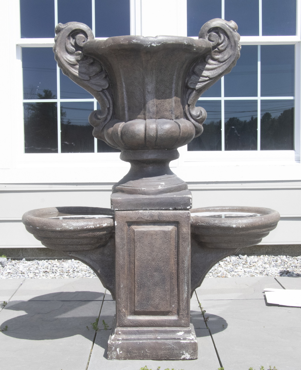 LARGE TWO-PART CAST STONE URN FORM
