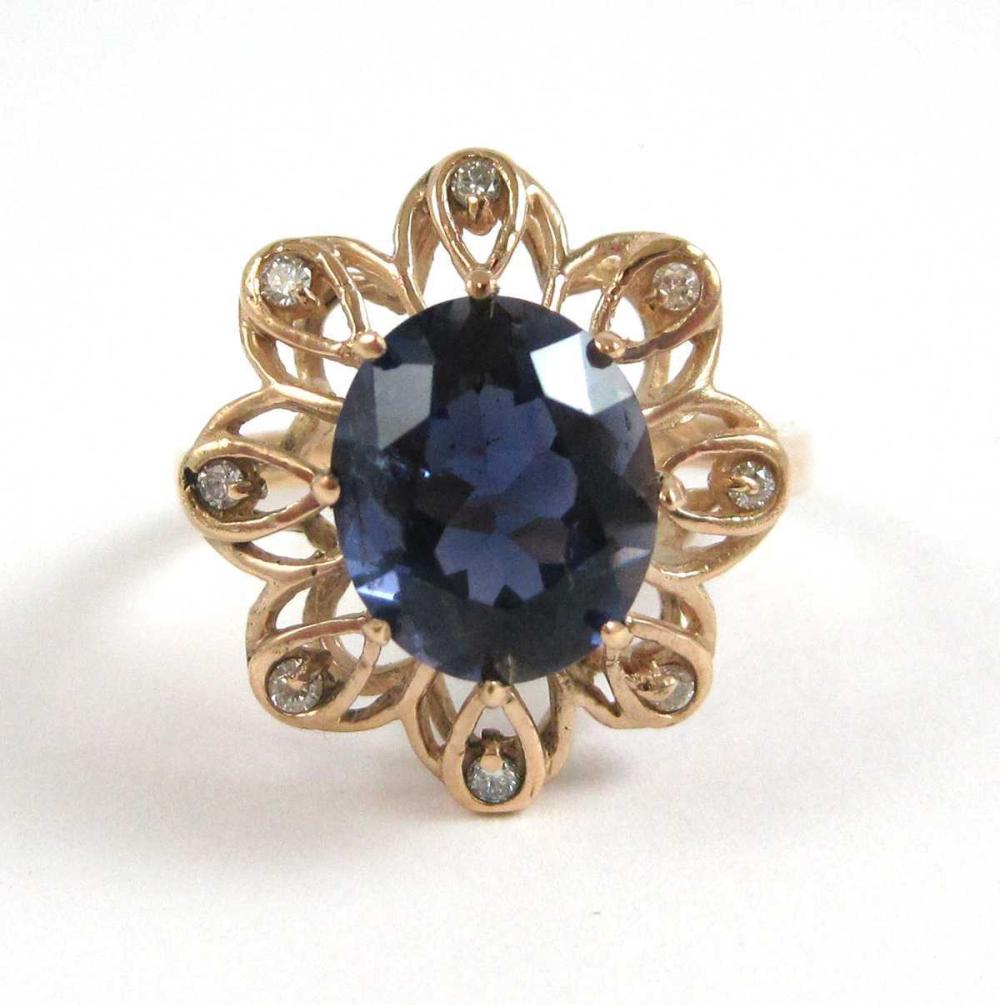 IOLITE, DIAMOND AND FOURTEEN KARAT