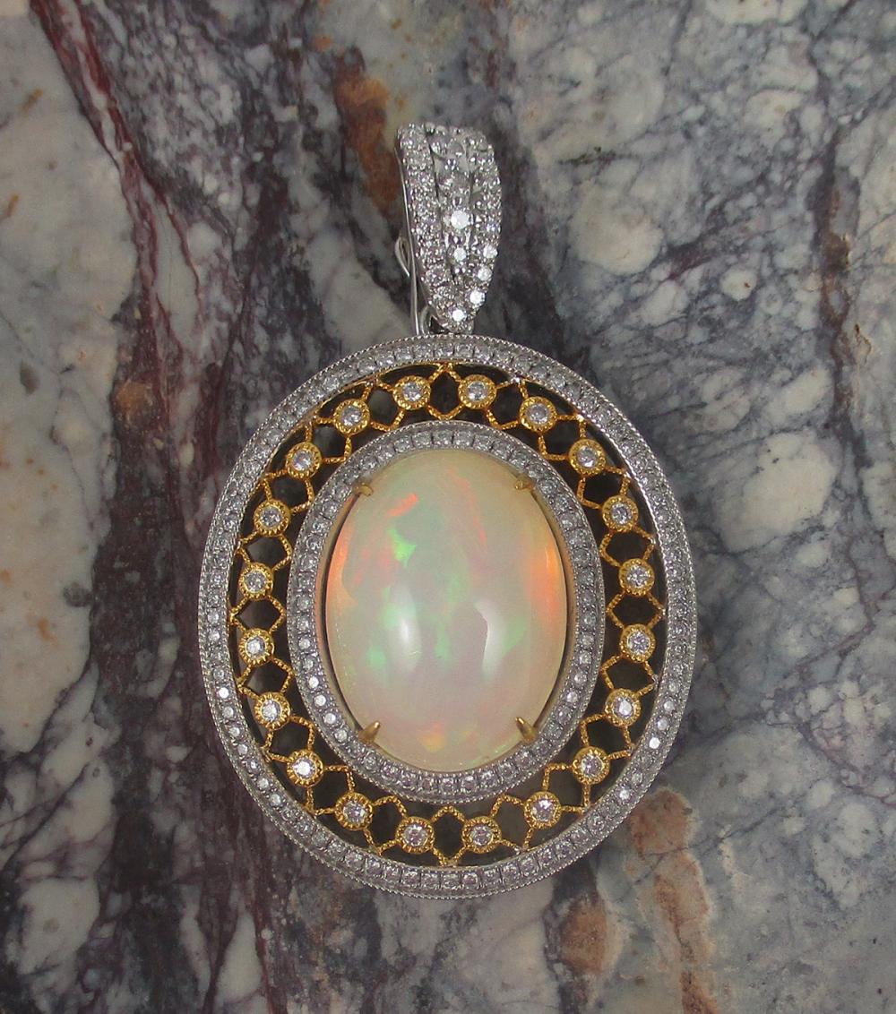 ETHIOPIAN OPAL, DIAMOND AND FOURTEEN