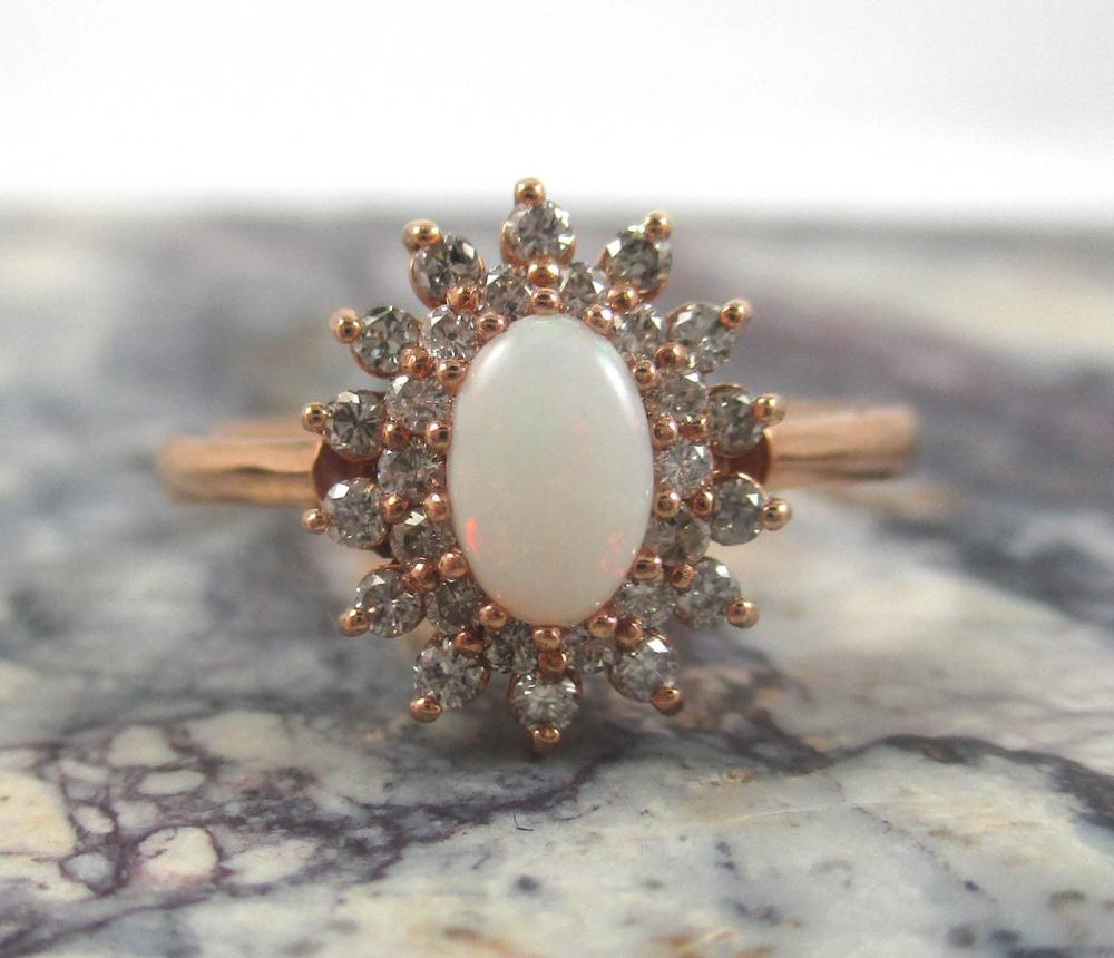 OPAL, DIAMOND AND FOURTEEN KARAT