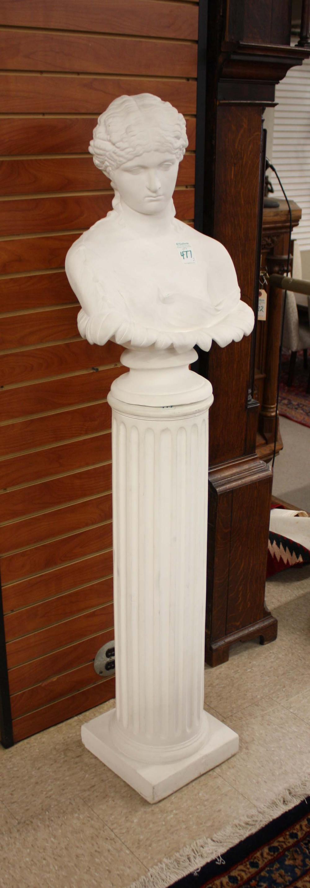 WHITE PLASTER OF PARIS BUST AND