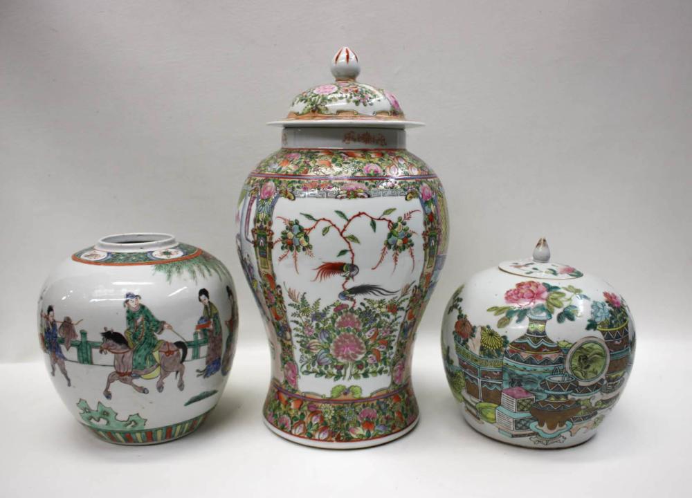 THREE CHINESE HAND PAINTED PORCELAIN