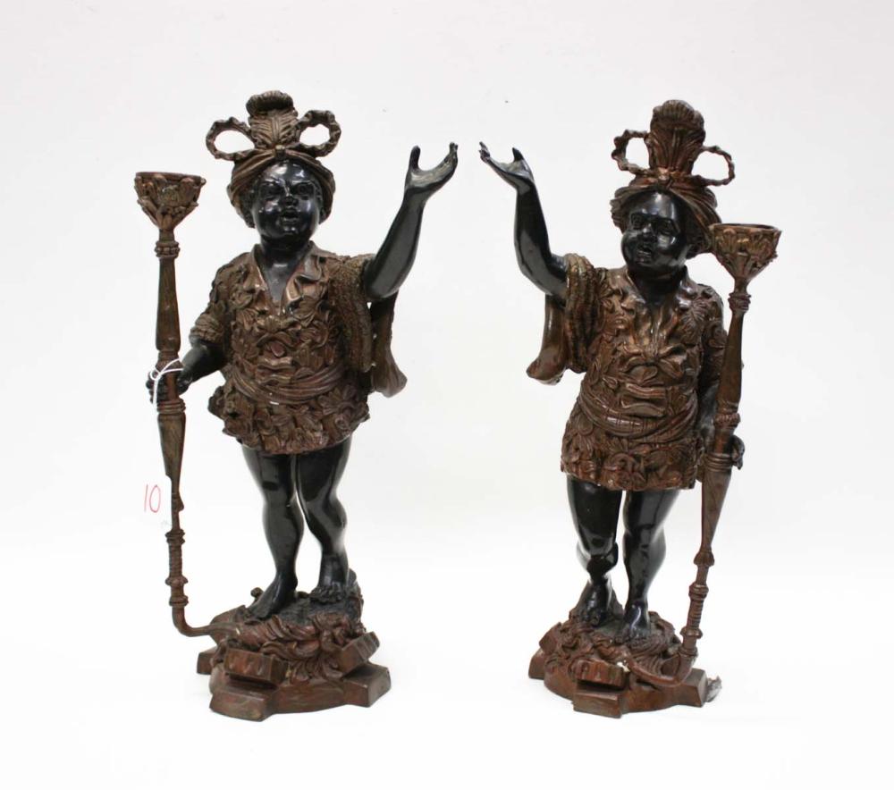 PAIR OF BLACKAMOOR BRONZE CANDLESTICKS  33ee9e