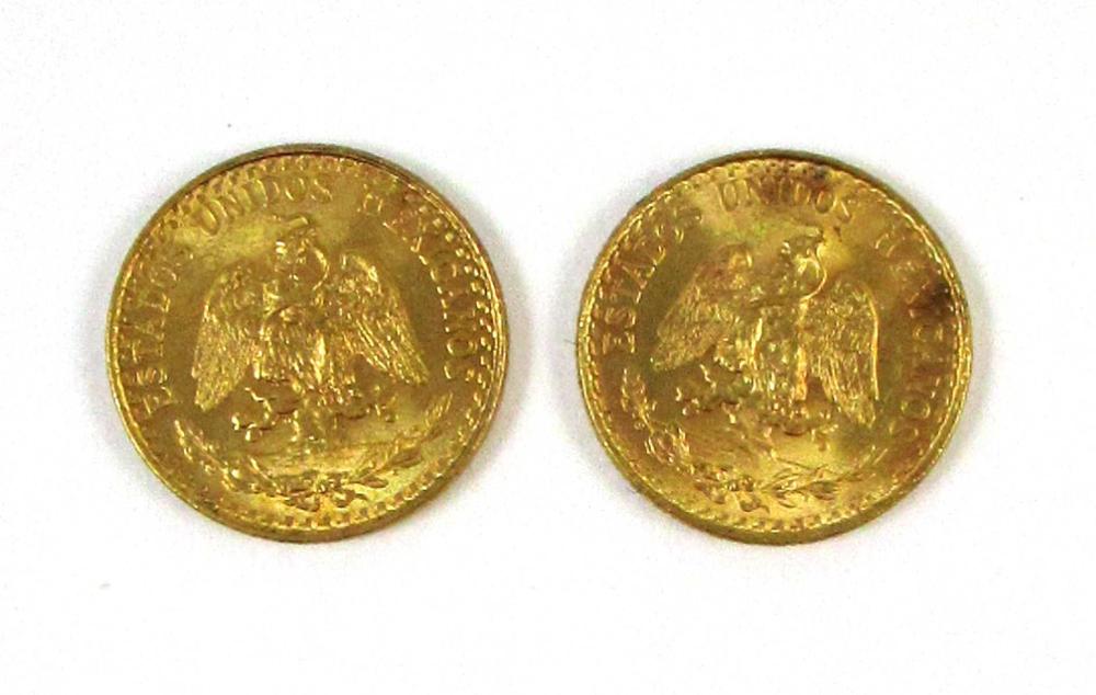 TWO 1945 MEXICAN DOS PESOS GOLD 33eef1