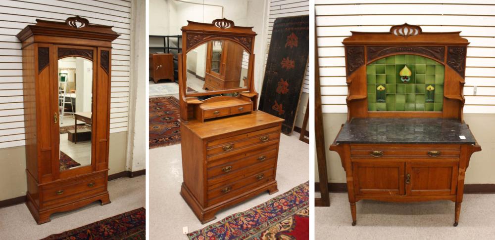 THREE-PIECE VICTORIAN SATINWOOD