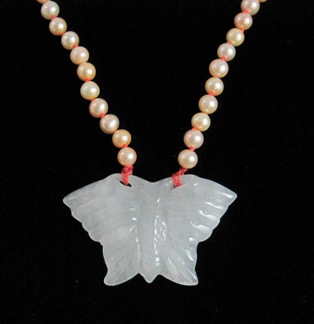 PEARL AND WHITE JADE HAND KNOTTED 33ef86