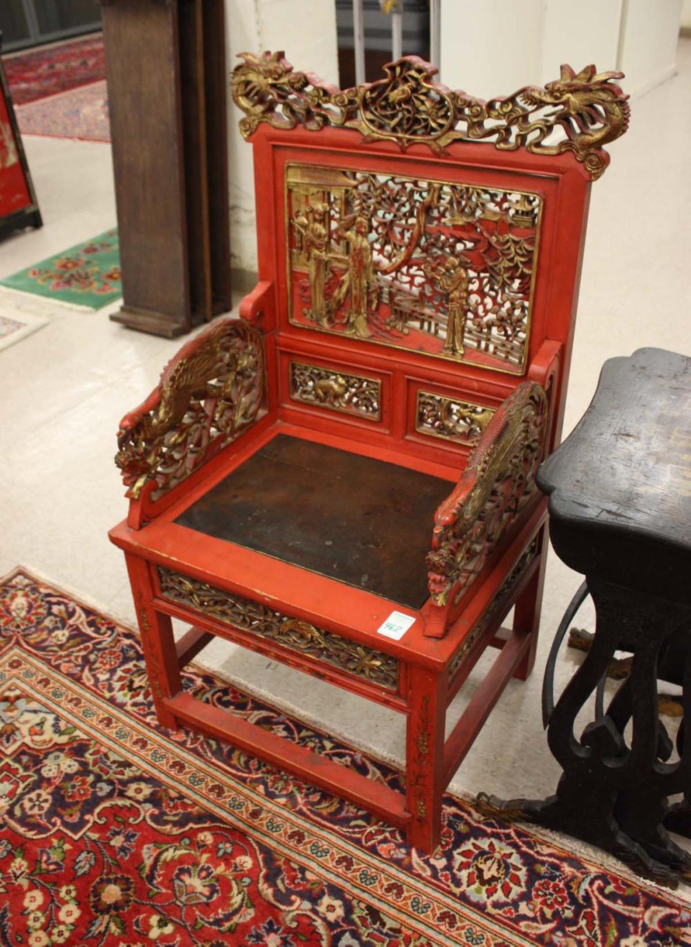 CARVED MING STYLE ARMCHAIR, CHINESE,