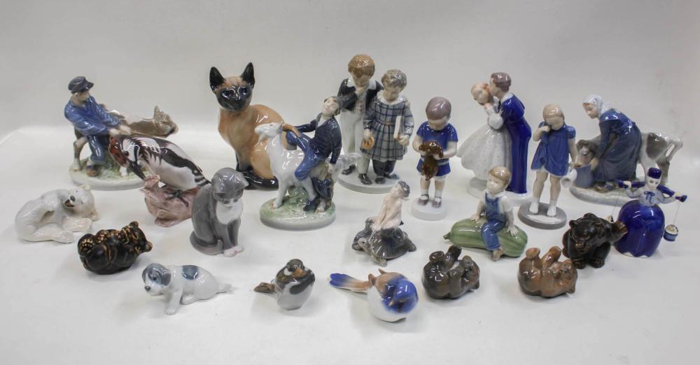 COLLECTION OF TWENTY-ONE PORCELAIN FIGURINES,