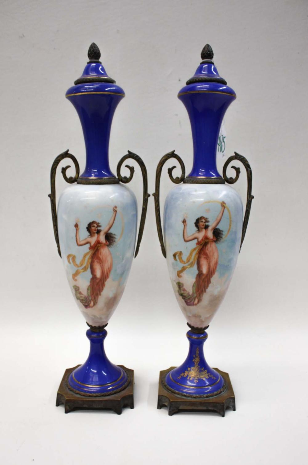 PAIR OF FRENCH PORCELAIN AND METAL 33f017