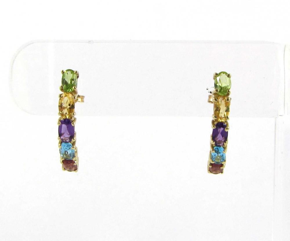 PAIR OF MULTI COLOR GEMSTONE EARRINGS  33f02e