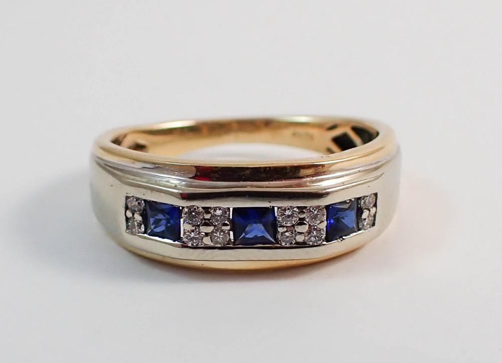 MAN S SAPPHIRE DIAMOND AND TWO TONE 33f052