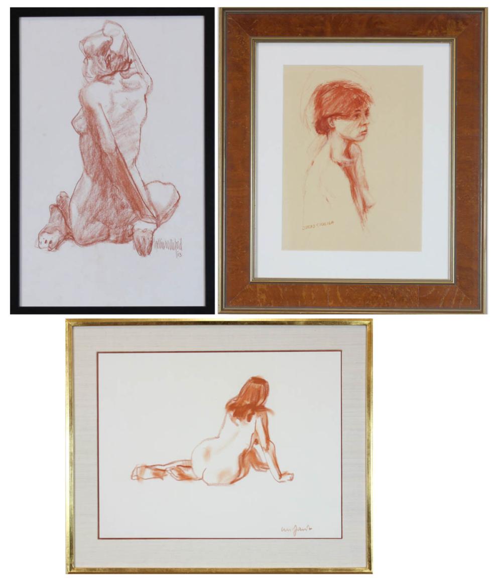 THREE CONTE CRAYON DRAWINGS NED 33f07d