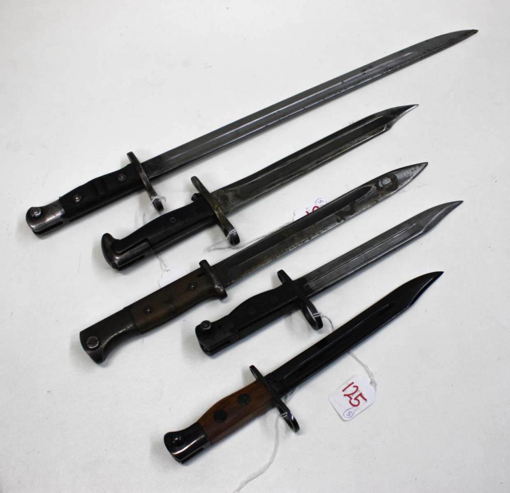 COLLECTION OF FIVE BAYONETS: (2) ENFIELD