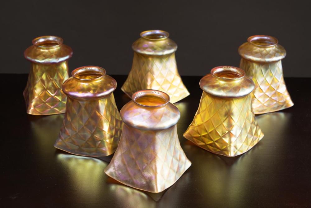 SET OF SIX QUEZAL GOLD IRIDESCENT 33f0af