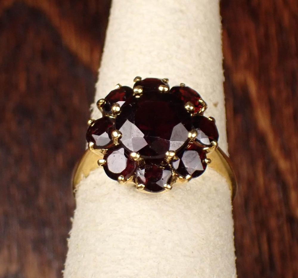 PYROPE GARNET AND EIGHTEEN KARAT