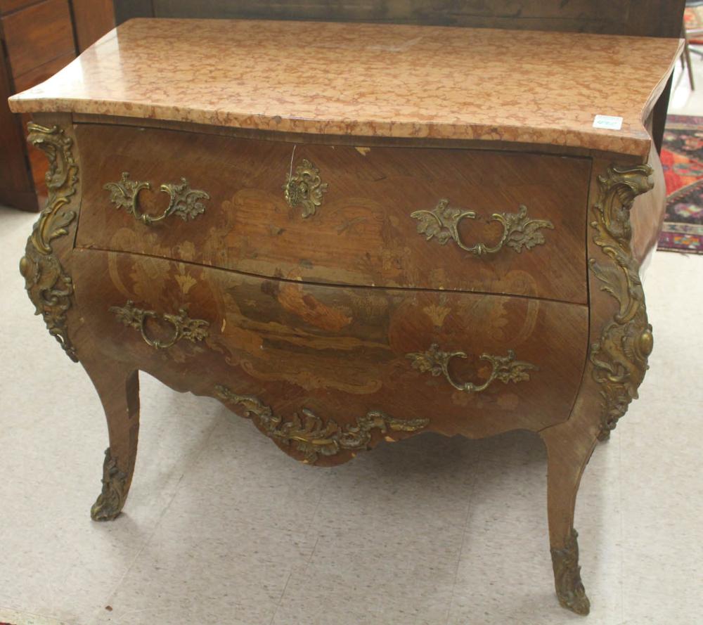 LOUIS XV STYLE MARBLE-TOP MARQUETRY