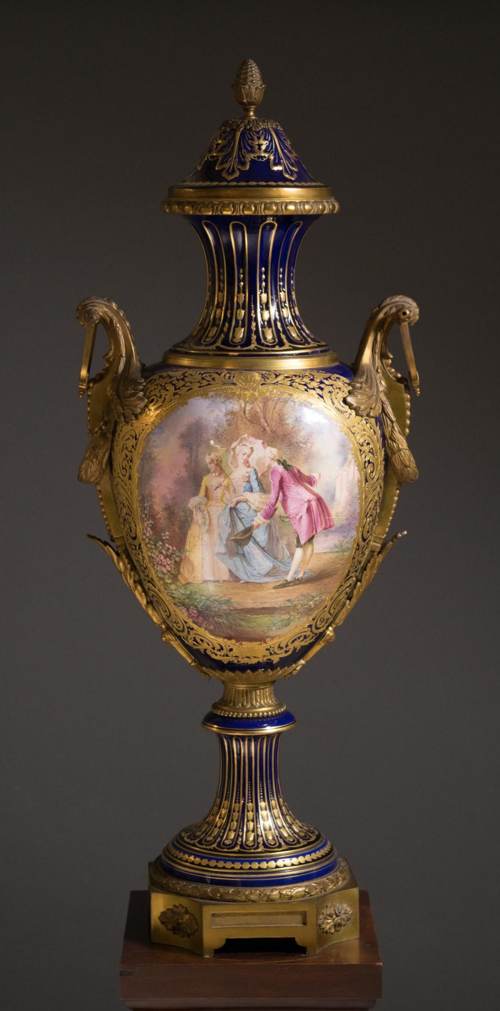 SEVRES STYLE BRONZE-MOUNTED PORCELAIN