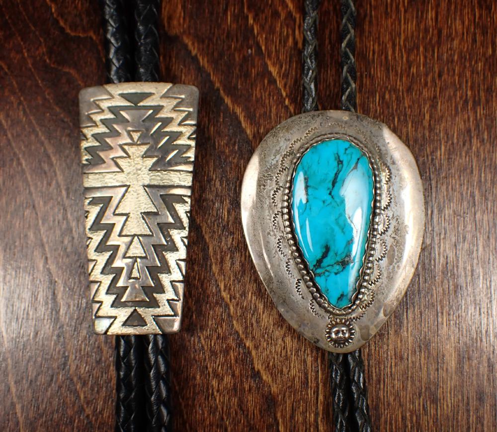 TWO STERLING NAVAJO BOLO TIES  341946