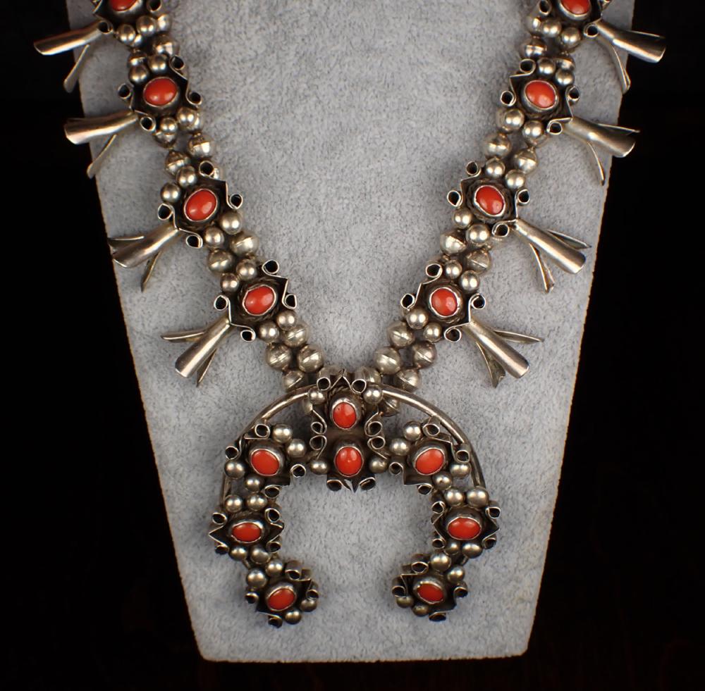 SILVER AND RED CORAL SQUASH BLOSSOM 341970