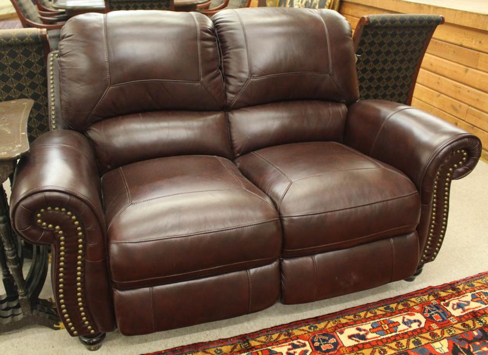 CONTEMPORARY LEATHER DOUBLE RECLINER
