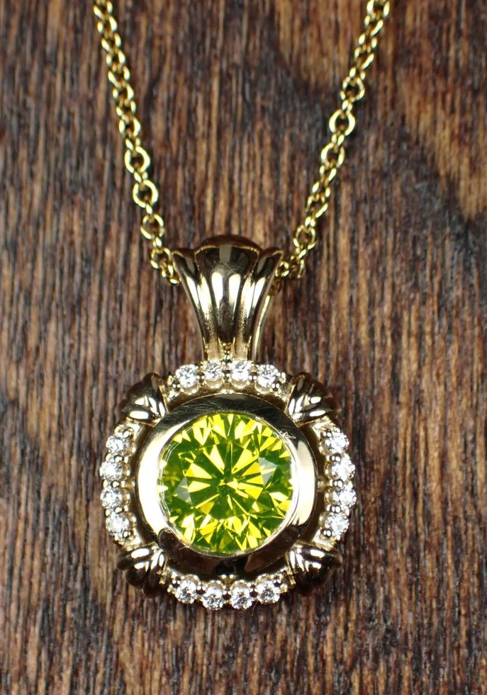 GIA CERTIFIED YELLOW GREEN DIAMOND 3419bb