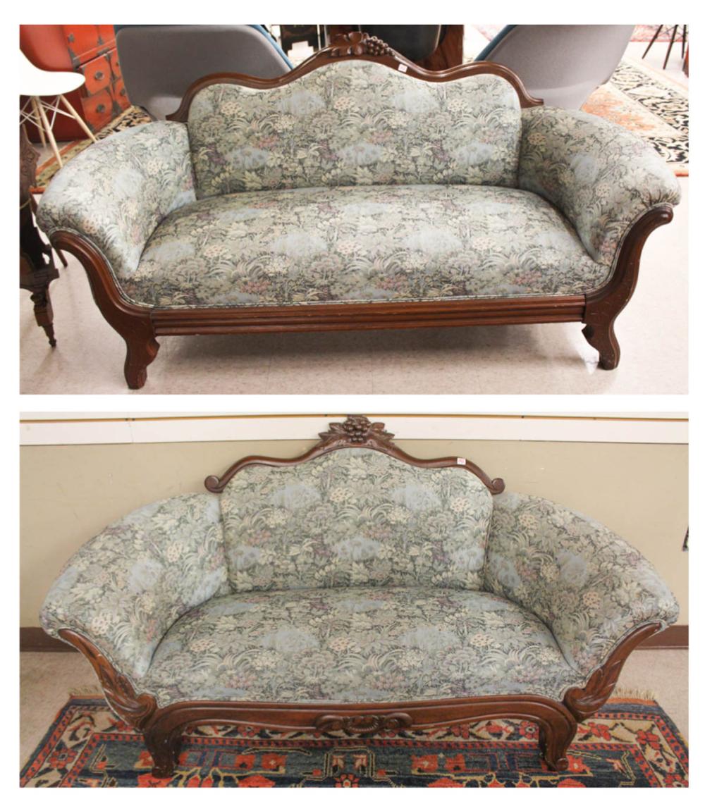 TWO VICTORIAN SETTEES, AMERICAN,