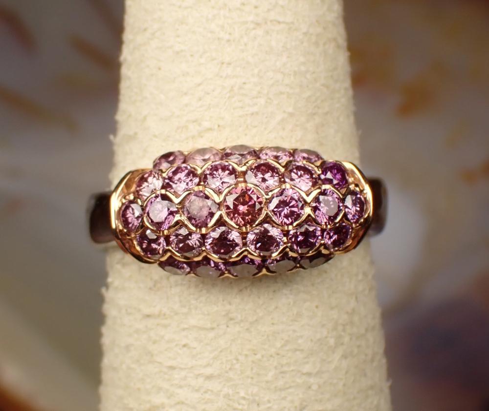 PINK DIAMOND CLUSTER RING 18K 3419e5