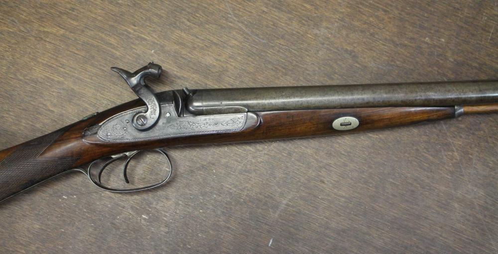 ANTIQUE BRITISH PERCUSSION SHOTGUN,