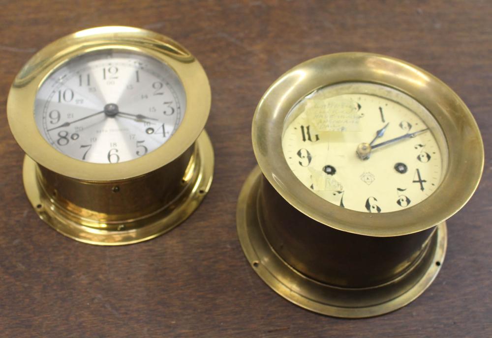 TWO BRASS CASE SHIPS CLOCKS, THE