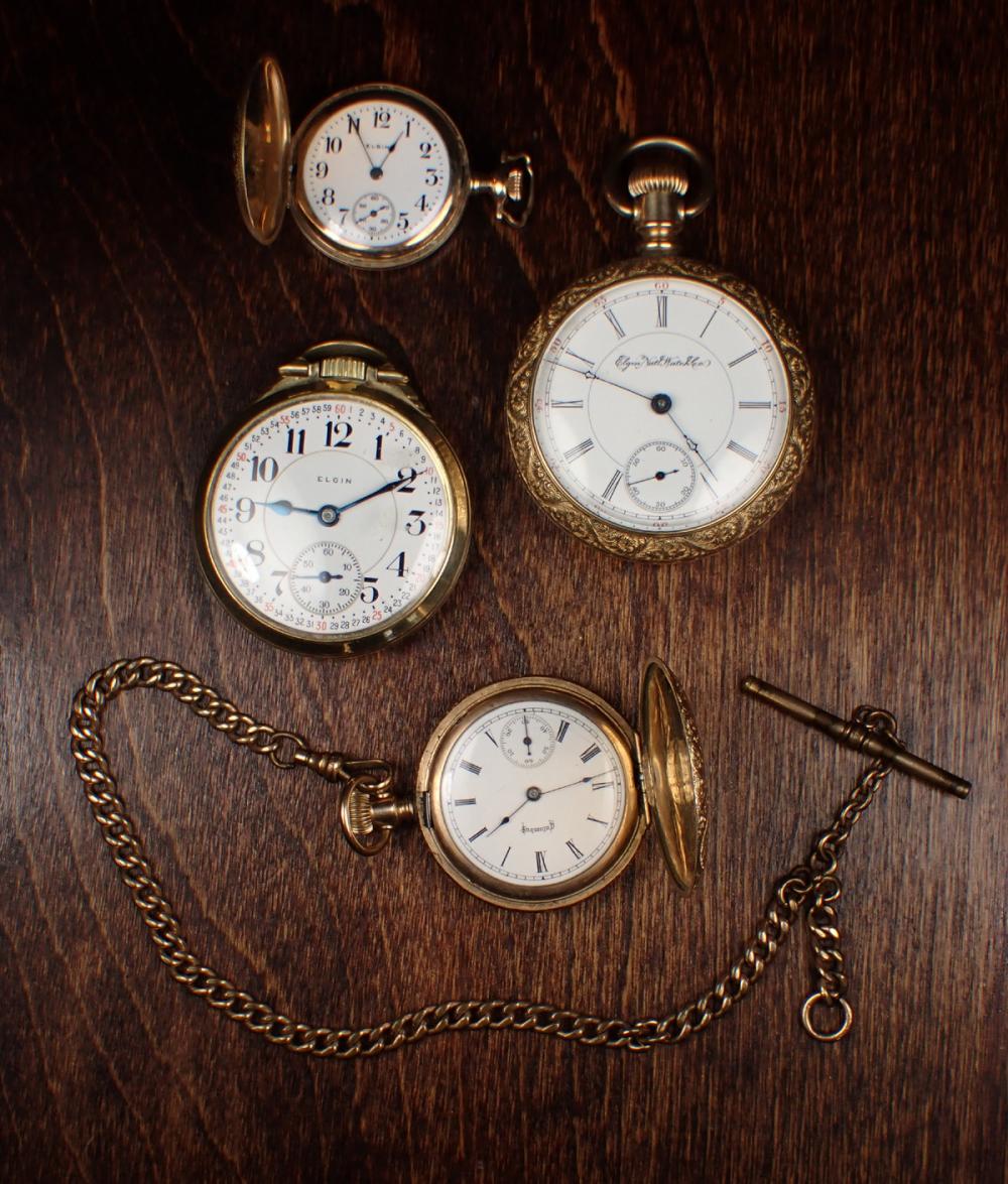 FOUR AMERICAN POCKET WATCHESFOUR AMERICAN