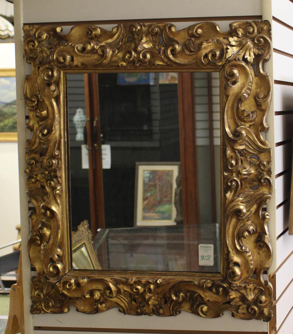 CARVED GILTWOOD FRAMED WALL MIRRORCARVED 341a43