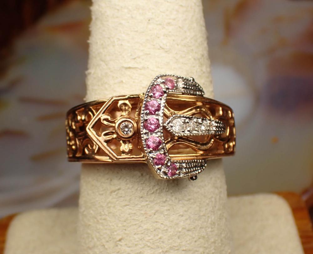 PINK SAPPHIRE, DIAMOND AND GOLD