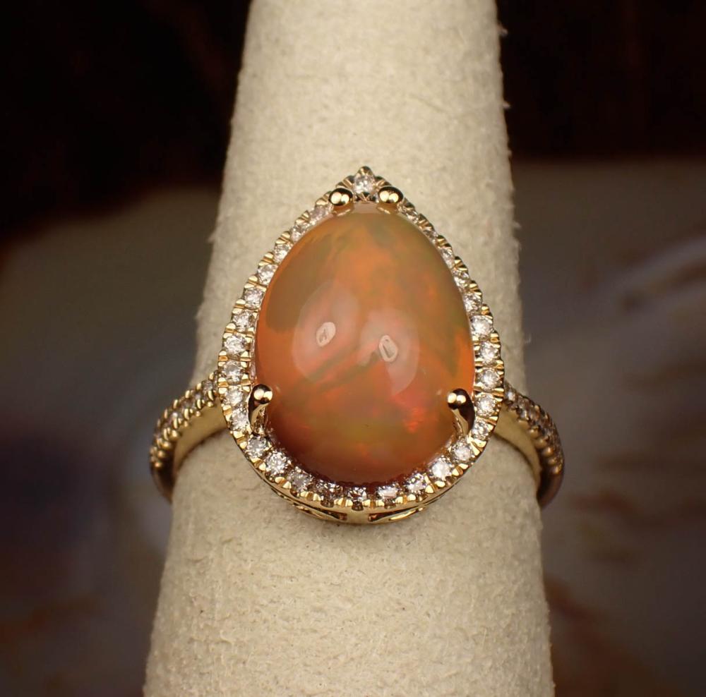 FIRE OPAL, DIAMOND AND FOURTEEN